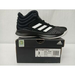 Adidas Kids Pro Spark 2018 K Basketball Shoe Sneakers AH2644 Black‎ White Size 3